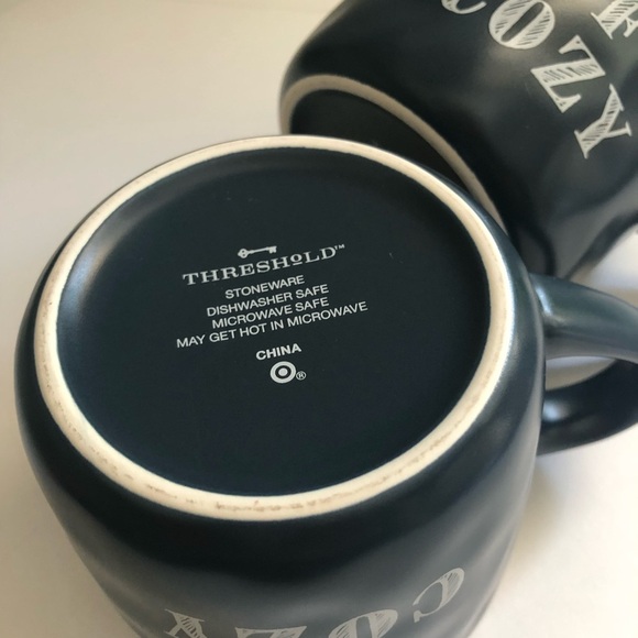 Threshold Set of 2 “Cup of Cozy” Blue Mugs - Coffee Tea Hot Chocolate - Picture 7 of 8